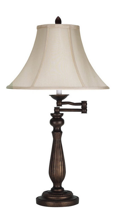 30" Rust Metal Table Lamp With Pearl Bell Shade HomeRoots