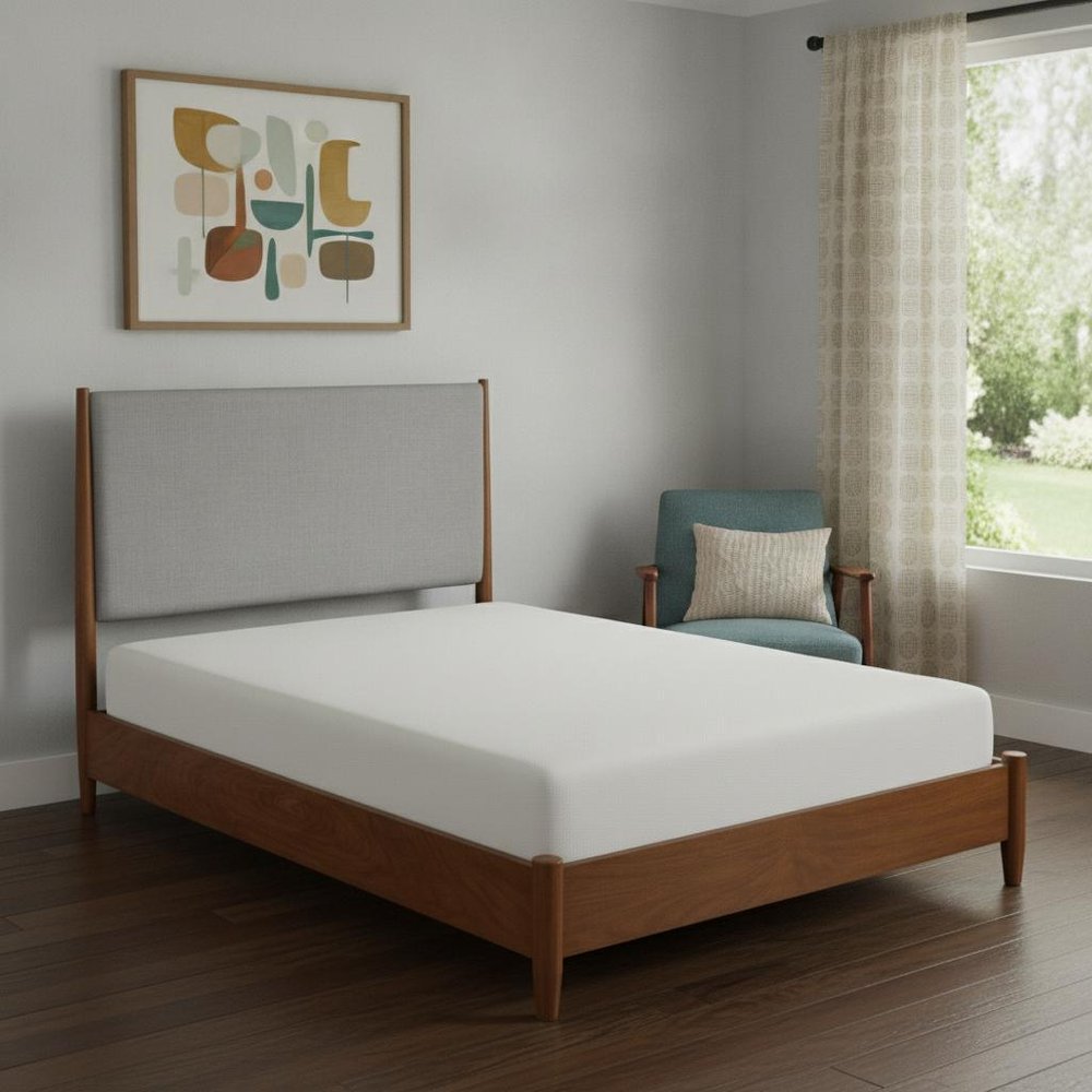Brown and Gray Solid Wood And Linen California King Bed Frame HomeRoots