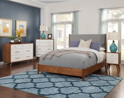 Brown and Gray Solid Wood And Linen California King Bed Frame HomeRoots