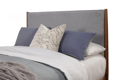 Brown and Gray Solid Wood And Linen California King Bed Frame HomeRoots