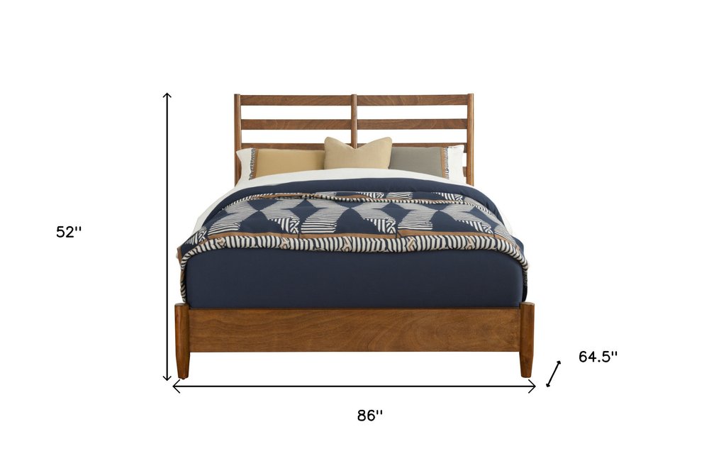 Brown Slat Back Solid Wood Queen Bed Frame HomeRoots