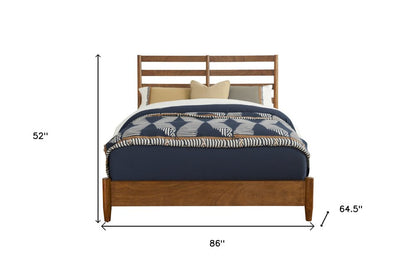 Brown Slat Back Solid Wood Queen Bed Frame HomeRoots
