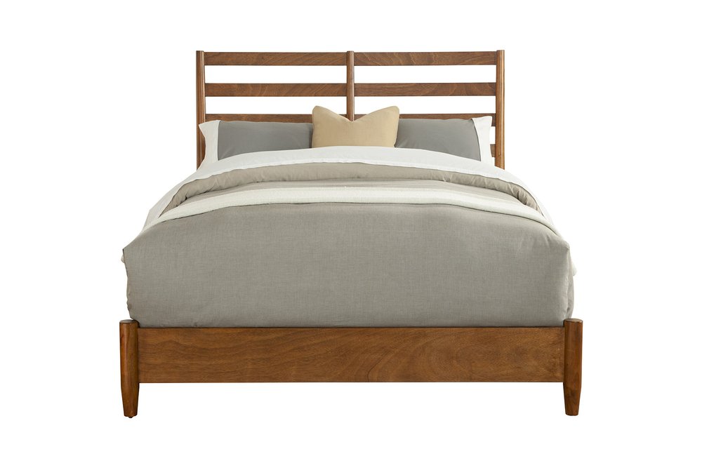 Brown Slat Back Solid Wood Queen Bed Frame HomeRoots