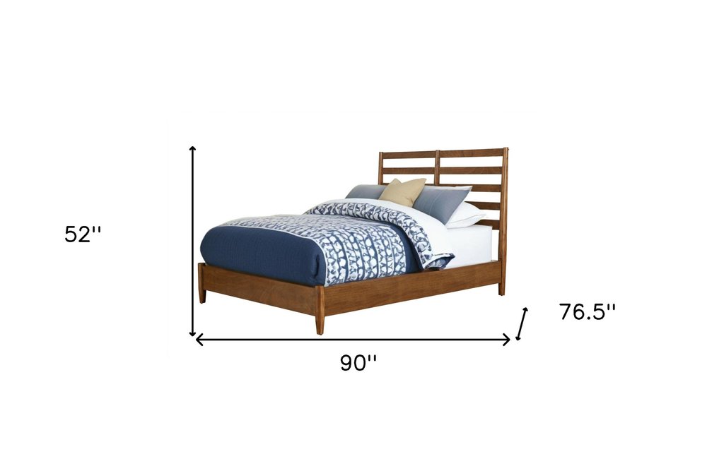 Brown Slat Back Solid Wood California King Bed Frame HomeRoots
