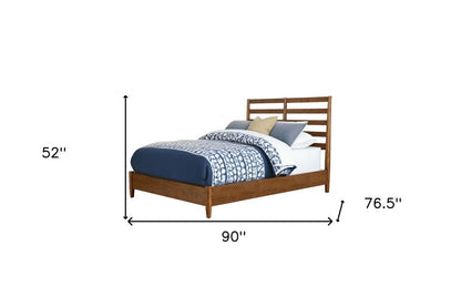 Brown Slat Back Solid Wood California King Bed Frame HomeRoots