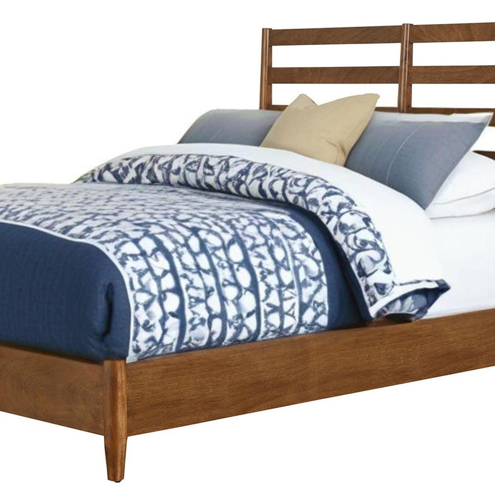 Brown Slat Back Solid Wood California King Bed Frame HomeRoots