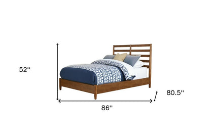 Brown Slat Back Solid Wood King Bed Frame HomeRoots
