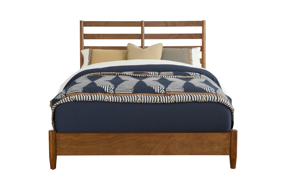 Brown Slat Back Solid Wood King Bed Frame HomeRoots