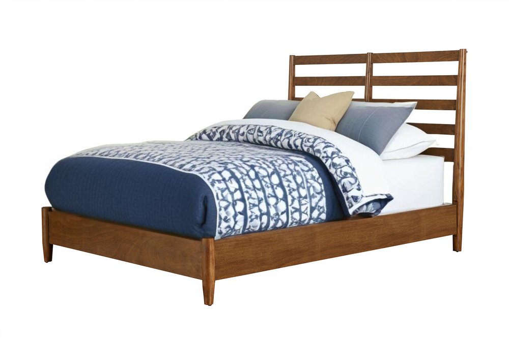 Brown Slat Back Solid Wood King Bed Frame HomeRoots