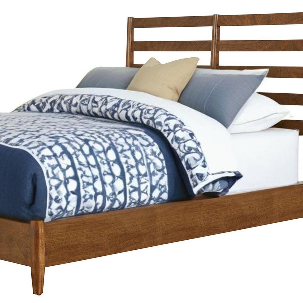 Brown Slat Back Solid Wood King Bed Frame HomeRoots