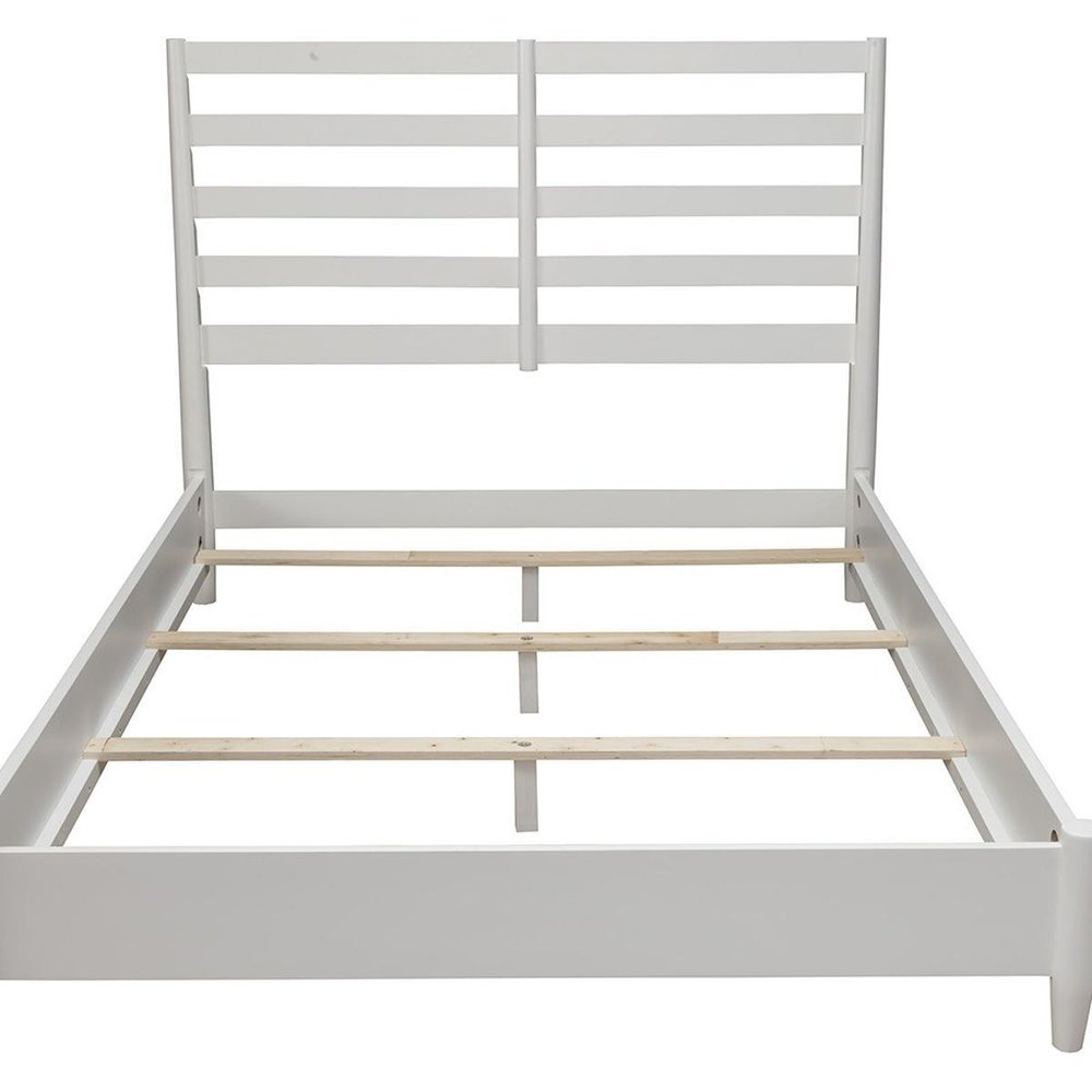 White Slat Back Solid Wood Queen Bed Frame HomeRoots