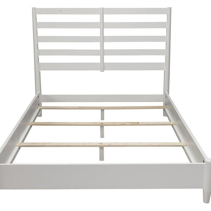 White Slat Back Solid Wood Queen Bed Frame HomeRoots