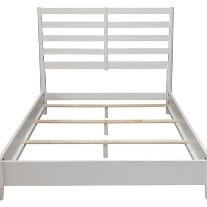 White Slat Back Solid Wood California King Bed Frame HomeRoots