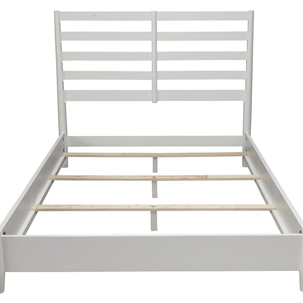 White Slat Back Solid Wood California King Bed Frame HomeRoots