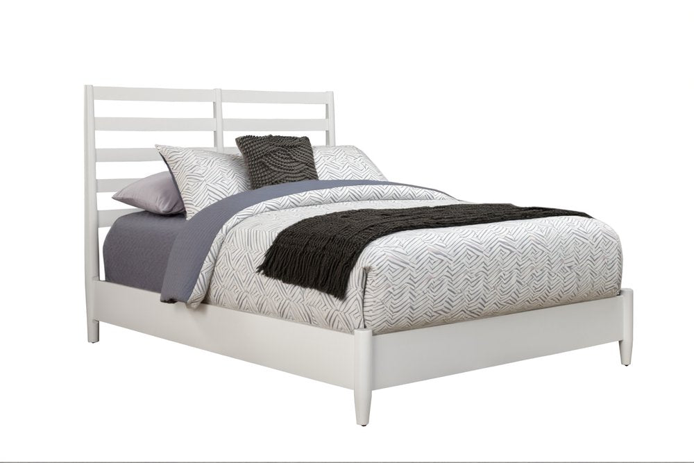 White Slat Back Solid Wood California King Bed Frame HomeRoots