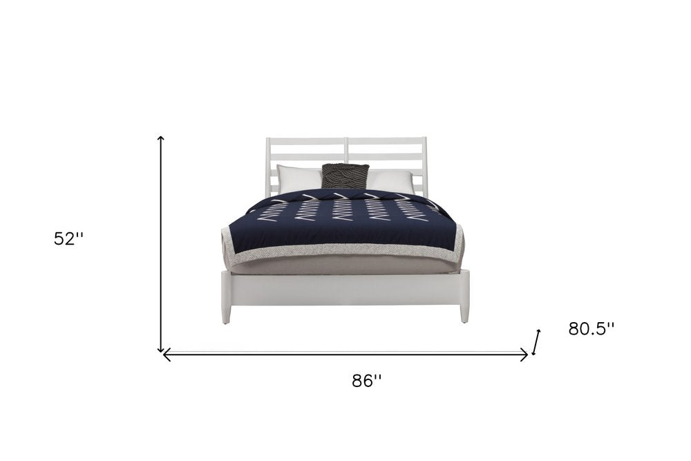 White Slat Back Solid Wood King Bed Frame HomeRoots