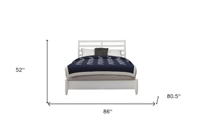White Slat Back Solid Wood King Bed Frame HomeRoots