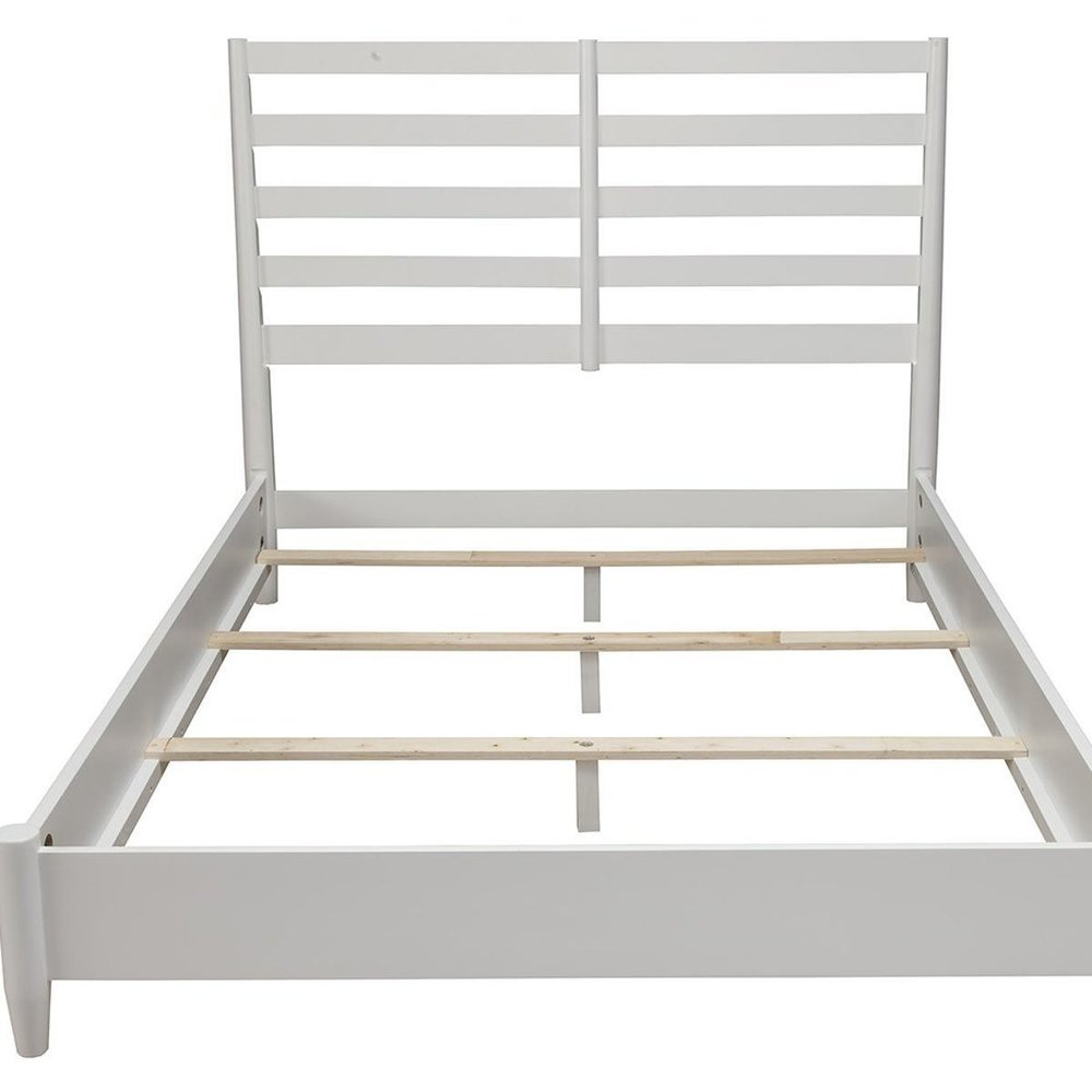White Slat Back Solid Wood King Bed Frame HomeRoots