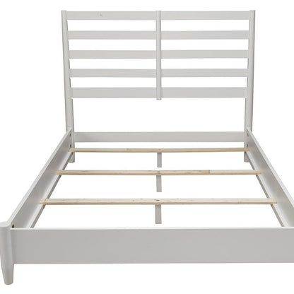 White Slat Back Solid Wood King Bed Frame HomeRoots