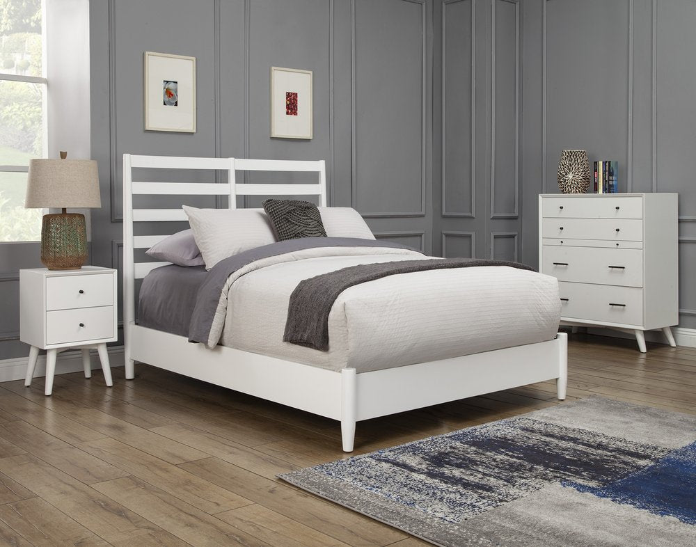 White Slat Back Solid Wood King Bed Frame HomeRoots