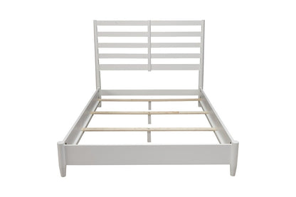 White Slat Back Solid Wood King Bed Frame HomeRoots