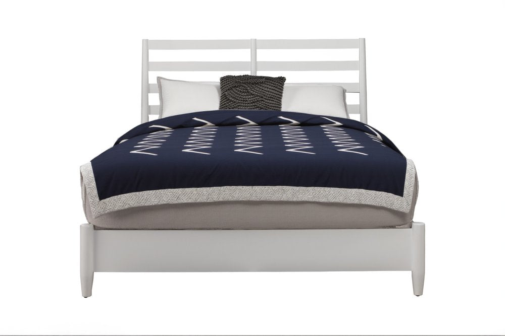 White Slat Back Solid Wood King Bed Frame HomeRoots
