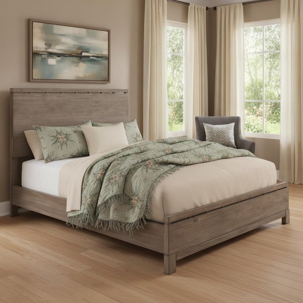 Gray Distressed Solid Wood Queen Bed Frame HomeRoots