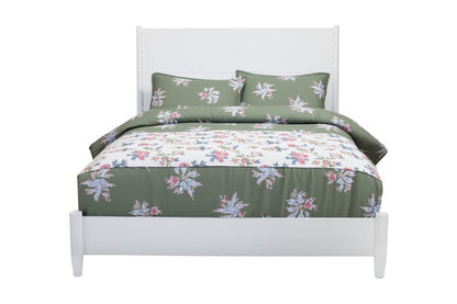 White Carved Geometric Solid Wood Queen Bed Frame HomeRoots