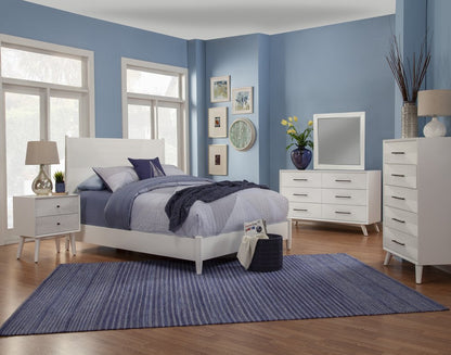 White Carved Geometric Solid Wood Queen Bed Frame HomeRoots