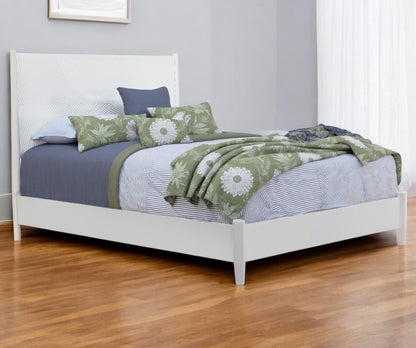 White Carved Geometric Solid Wood California King Bed Frame HomeRoots