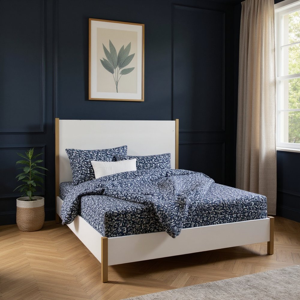 Gold And White Wood Queen Bed Frame HomeRoots
