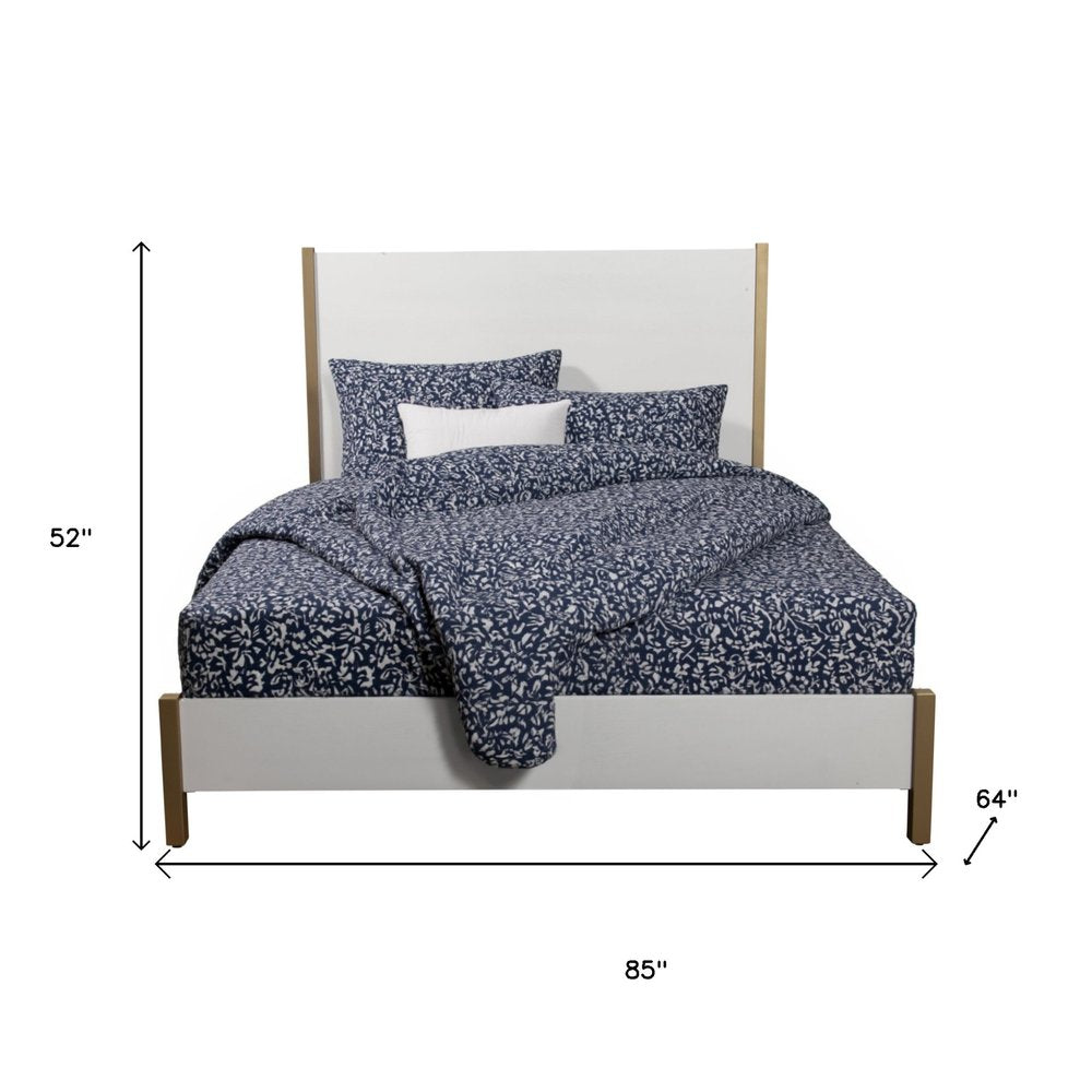 Gold And White Wood Queen Bed Frame HomeRoots