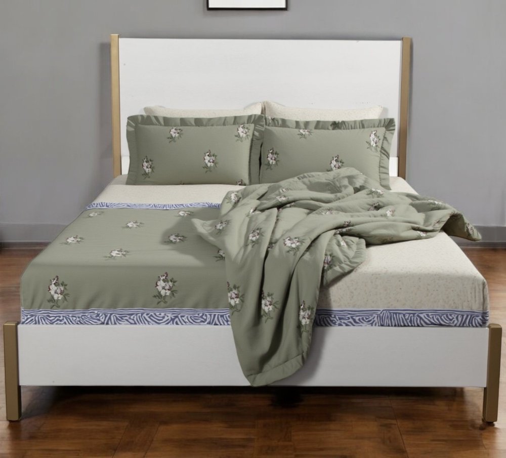Natural and White Solid Wood And Upholstery California King Bed Frame HomeRoots