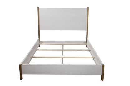 Natural and White Solid Wood And Upholstery King Bed Frame HomeRoots