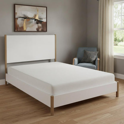 Natural and White Solid Wood And Upholstery King Bed Frame HomeRoots