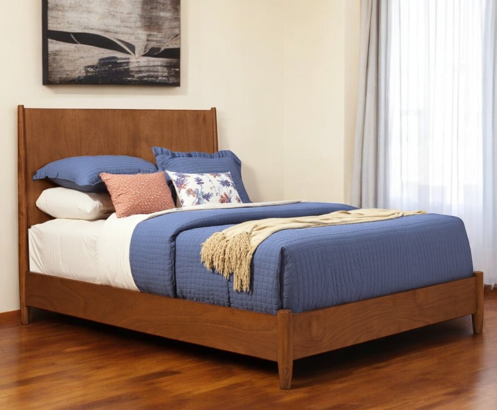 Brown Solid Wood Queen Bed Frame HomeRoots