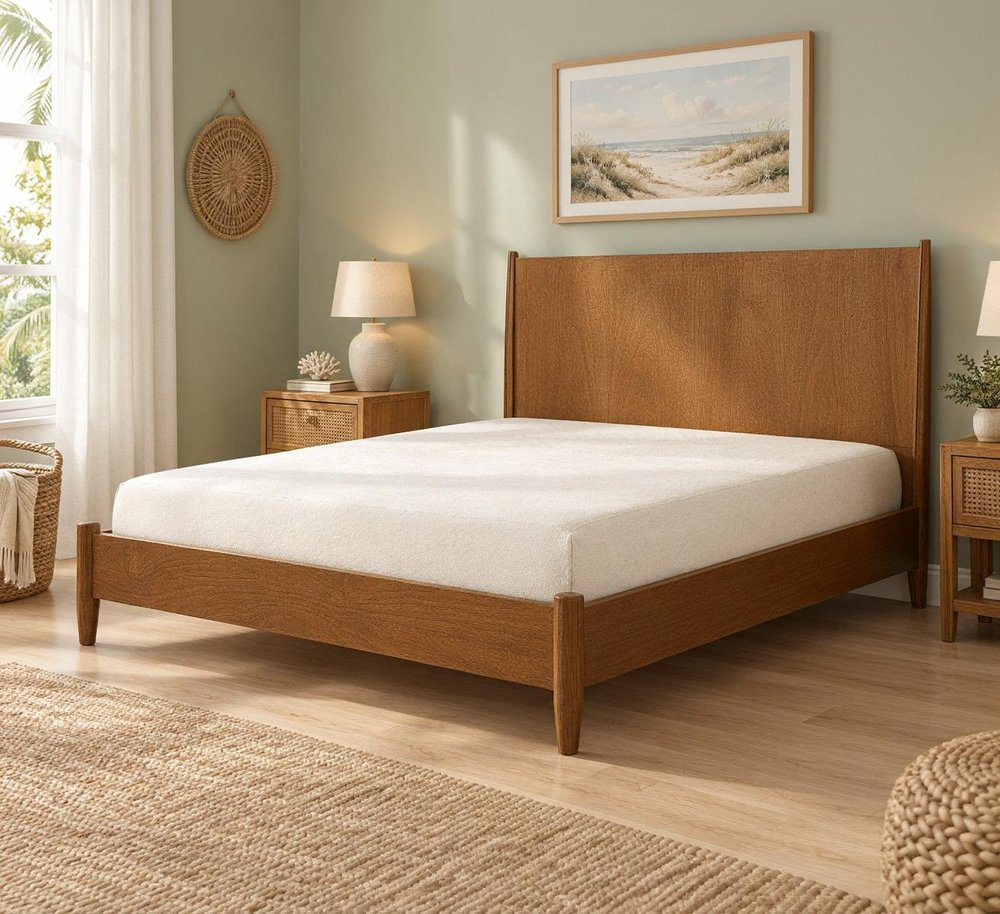 Brown Solid Wood Queen Bed Frame — view 9