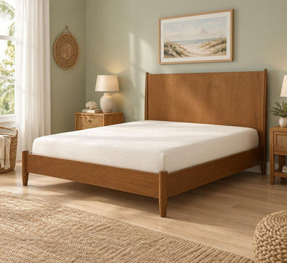 Brown Solid Wood Queen Bed Frame