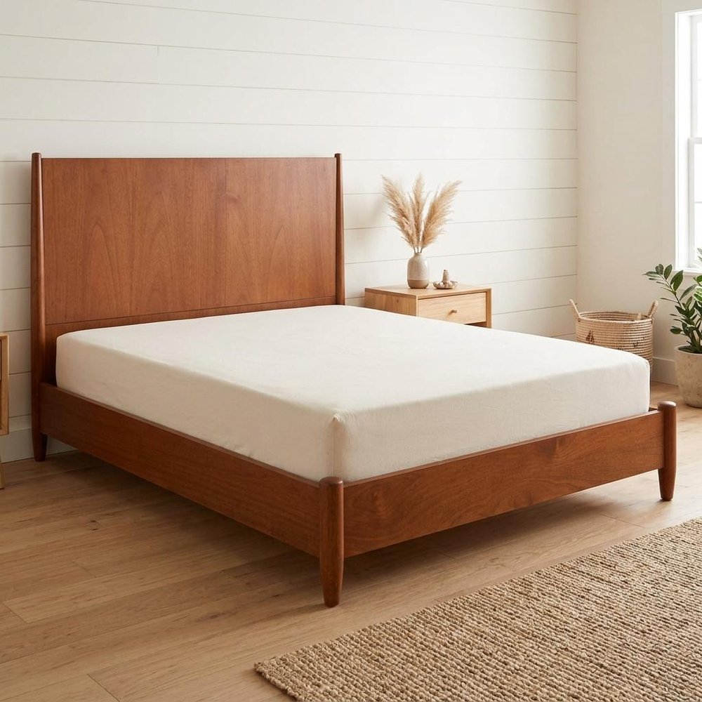 Brown Solid Wood Queen Bed Frame