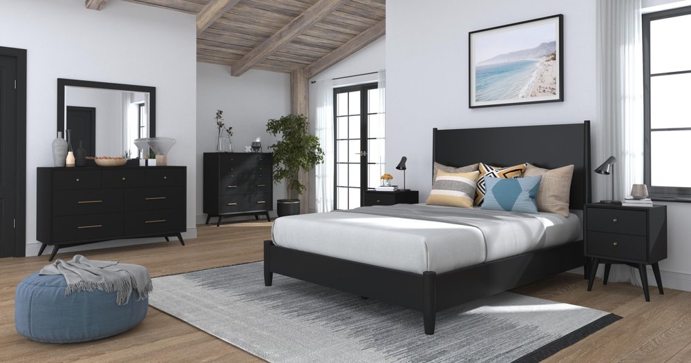 Black Solid Wood Queen Bed Frame HomeRoots