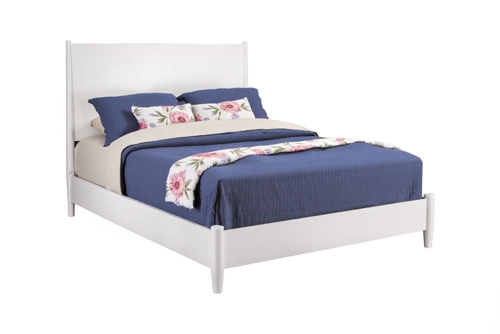 White Solid Wood Queen Bed Frame HomeRoots