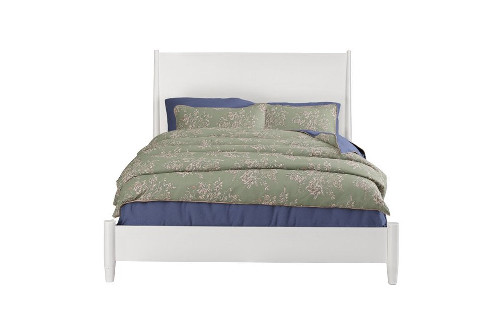 White Solid Wood Queen Bed Frame HomeRoots