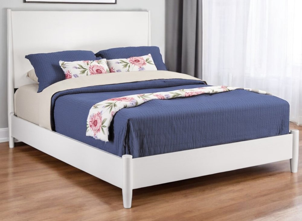 White Solid Wood Queen Bed Frame HomeRoots