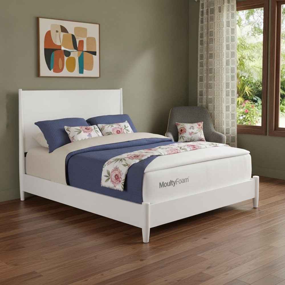 White Solid Wood Queen Bed Frame HomeRoots