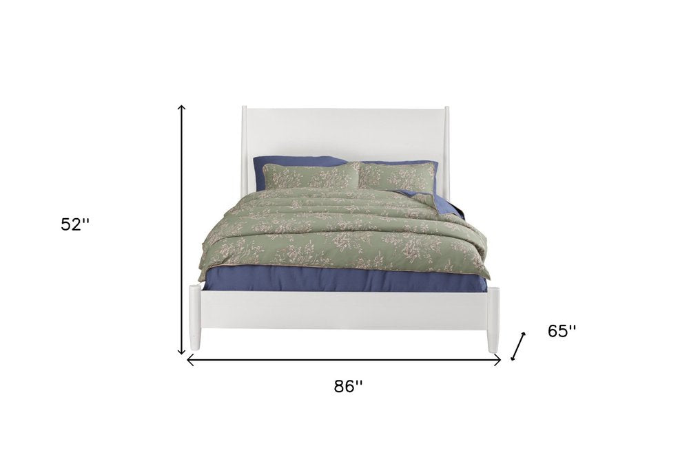 White Solid Wood Queen Bed Frame HomeRoots
