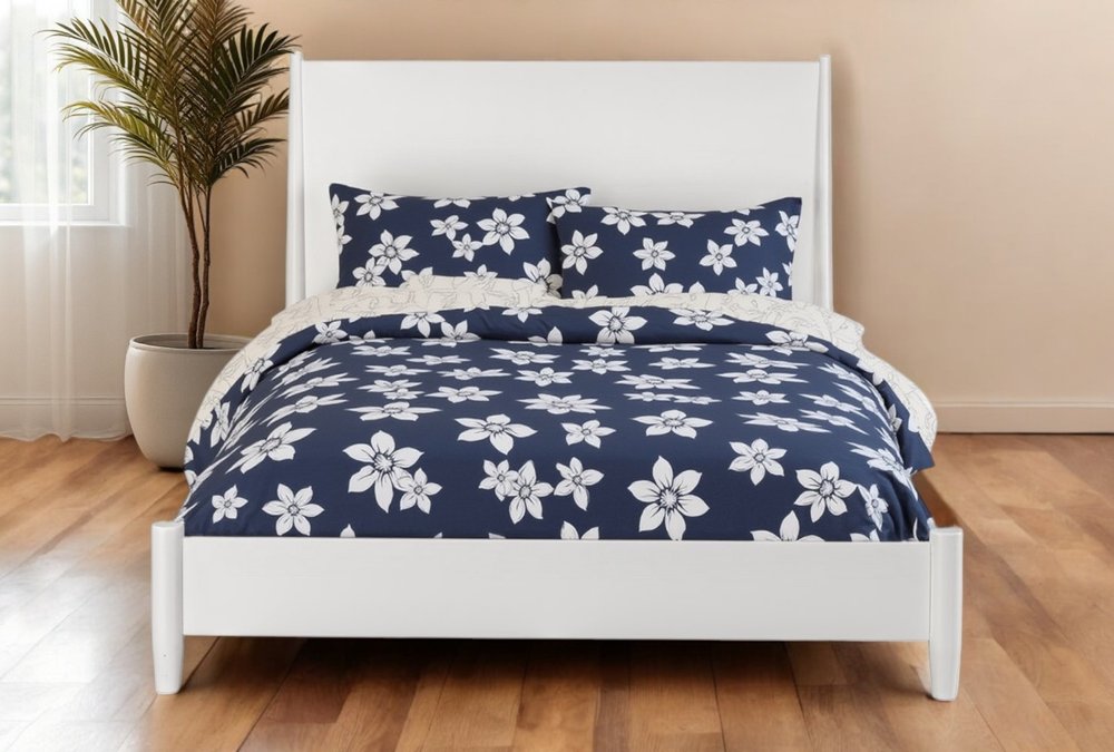 White Solid Wood King Bed Frame HomeRoots