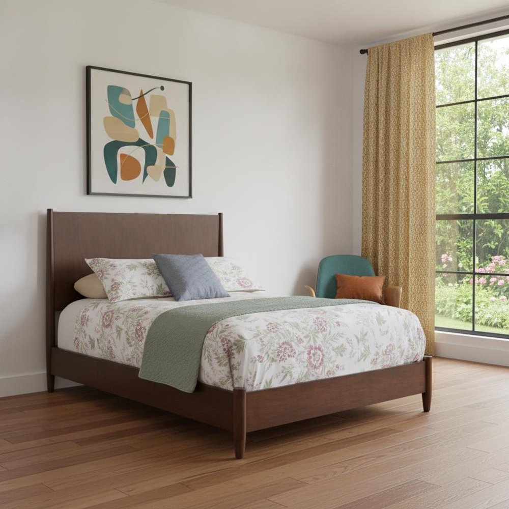 Brown Solid Wood Queen Bed Frame HomeRoots
