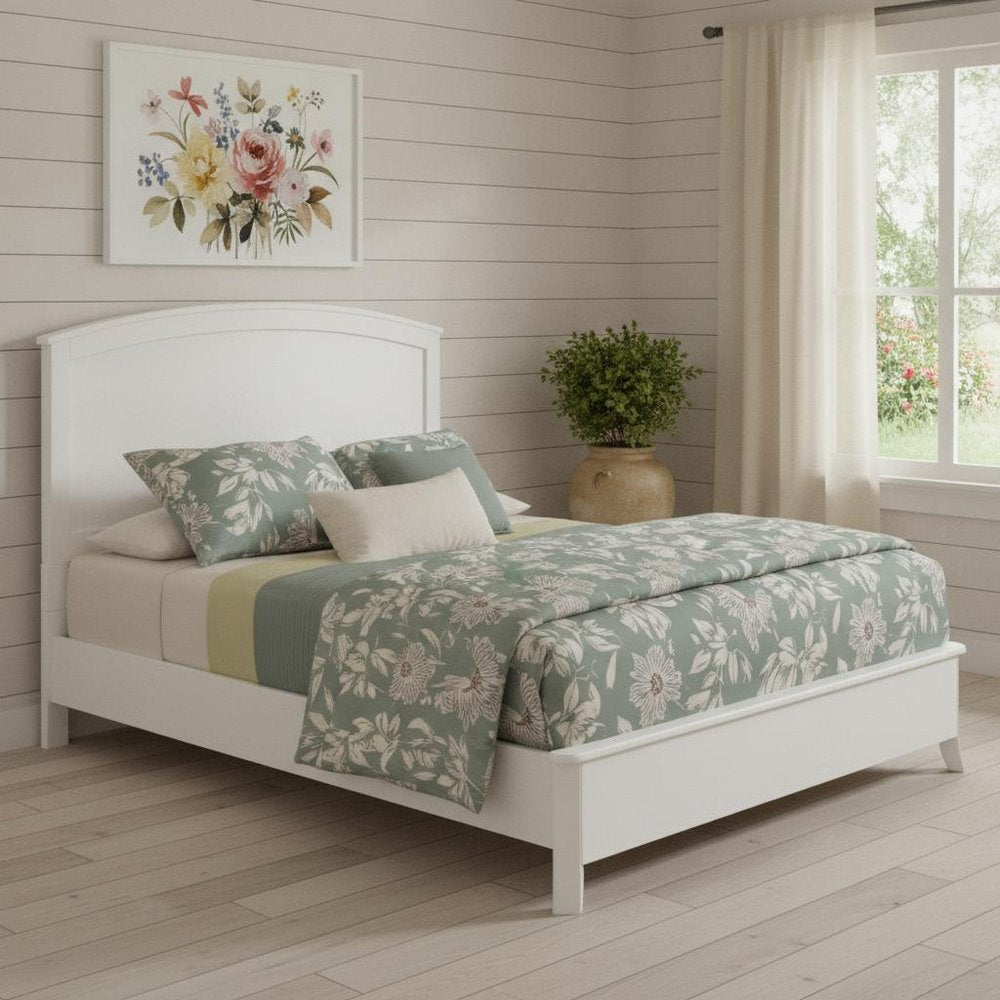 White Solid Wood King Bed Frame — view 8