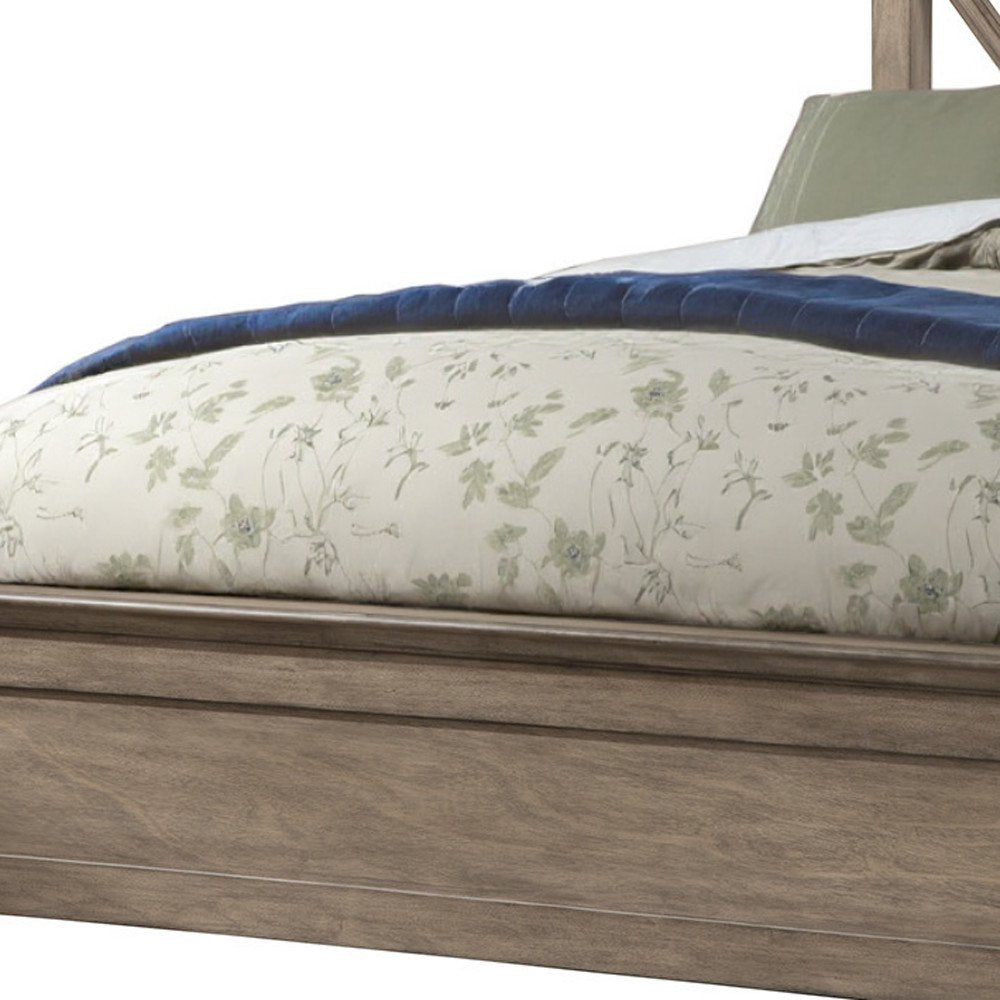 Brown Cross Back Solid Wood Full Bed Frame HomeRoots