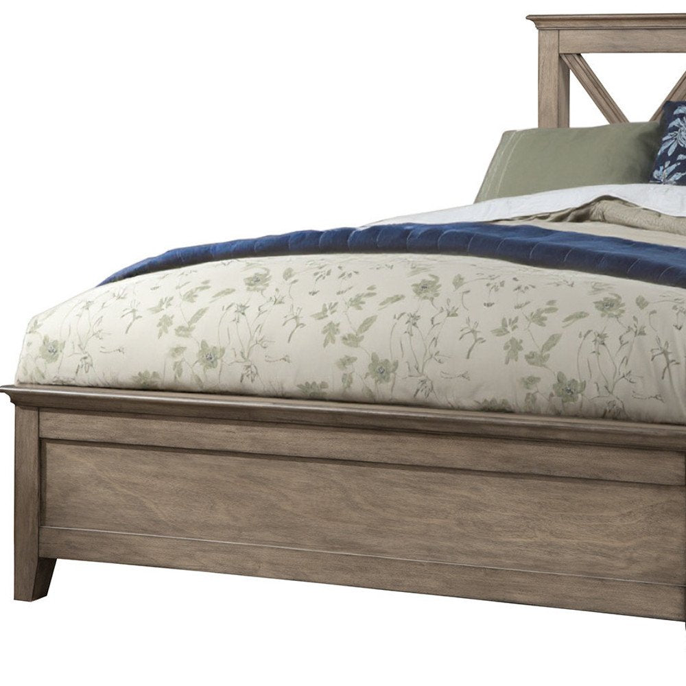 Brown Cross Back Solid Wood Full Bed Frame HomeRoots